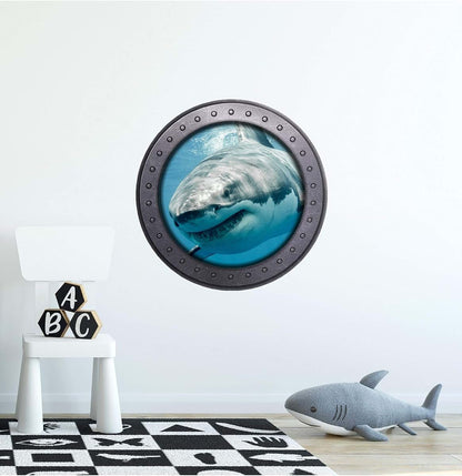 Stickit Graphix Porthole Window Wall Sticker Shark 3 Port Scape Decal Kids Room Decor 12 Inch