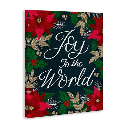 Stupell Industries Joy to the World Festive Red Poinsettia Canvas Art 24x30 Inches Ready to Hang