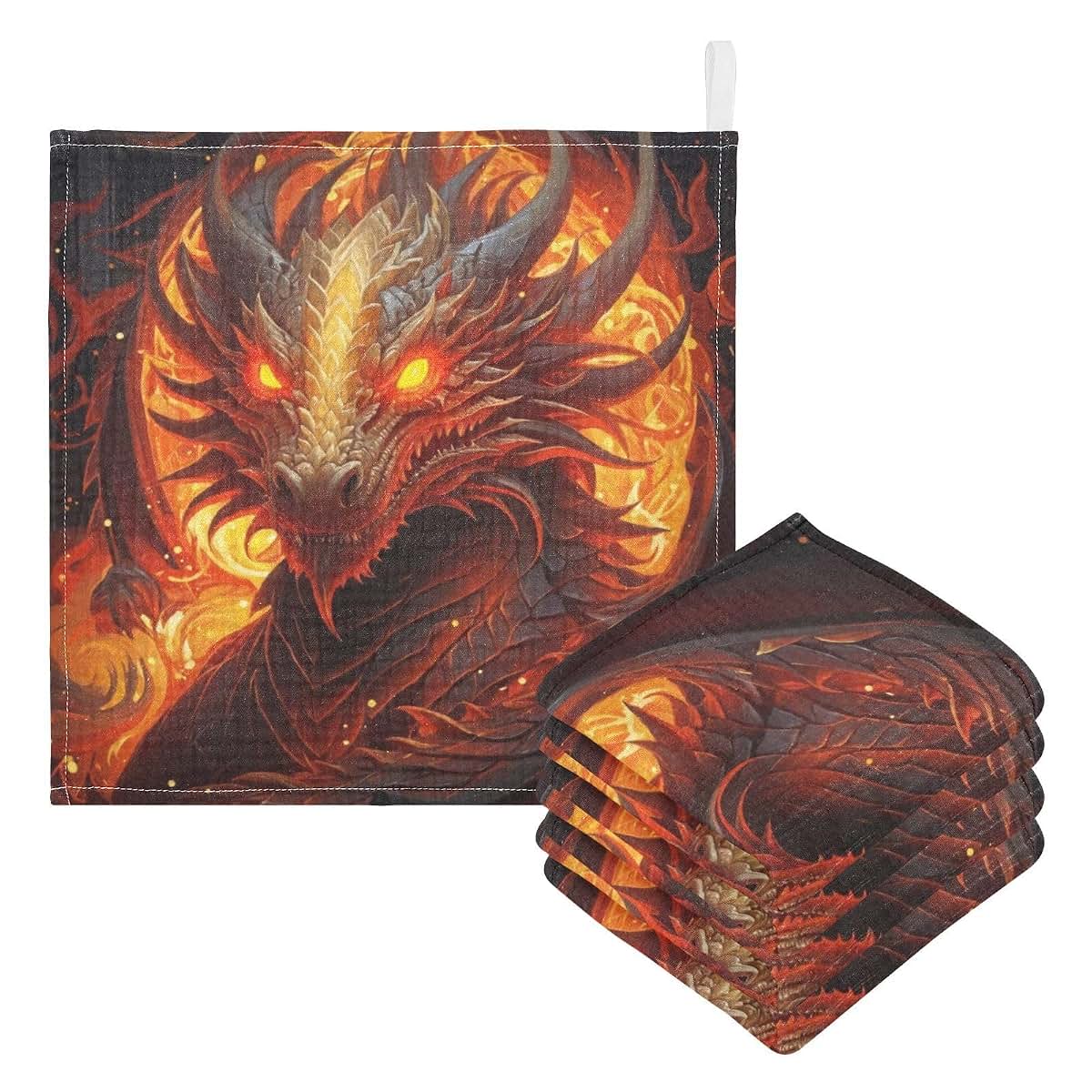 Jihqo Baby Washcloths 5 Pack, Fire Dragon Soft Muslin Towels