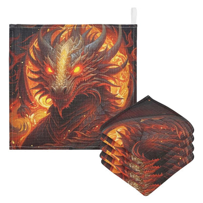 Jihqo Baby Washcloths 5 Pack, Fire Dragon Soft Muslin Towels