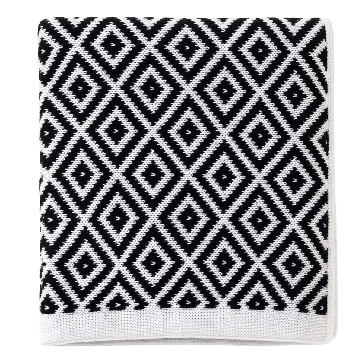 Olli & Lime Noir Rhombus Baby Blanket, Geometric Micro-Knit