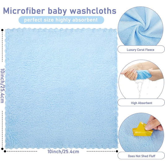 BabyOneStop 36 Pack Baby Washcloths, 10 x 10 Inch Coral Fleece, 6 Colors, Absorbent & Reusable