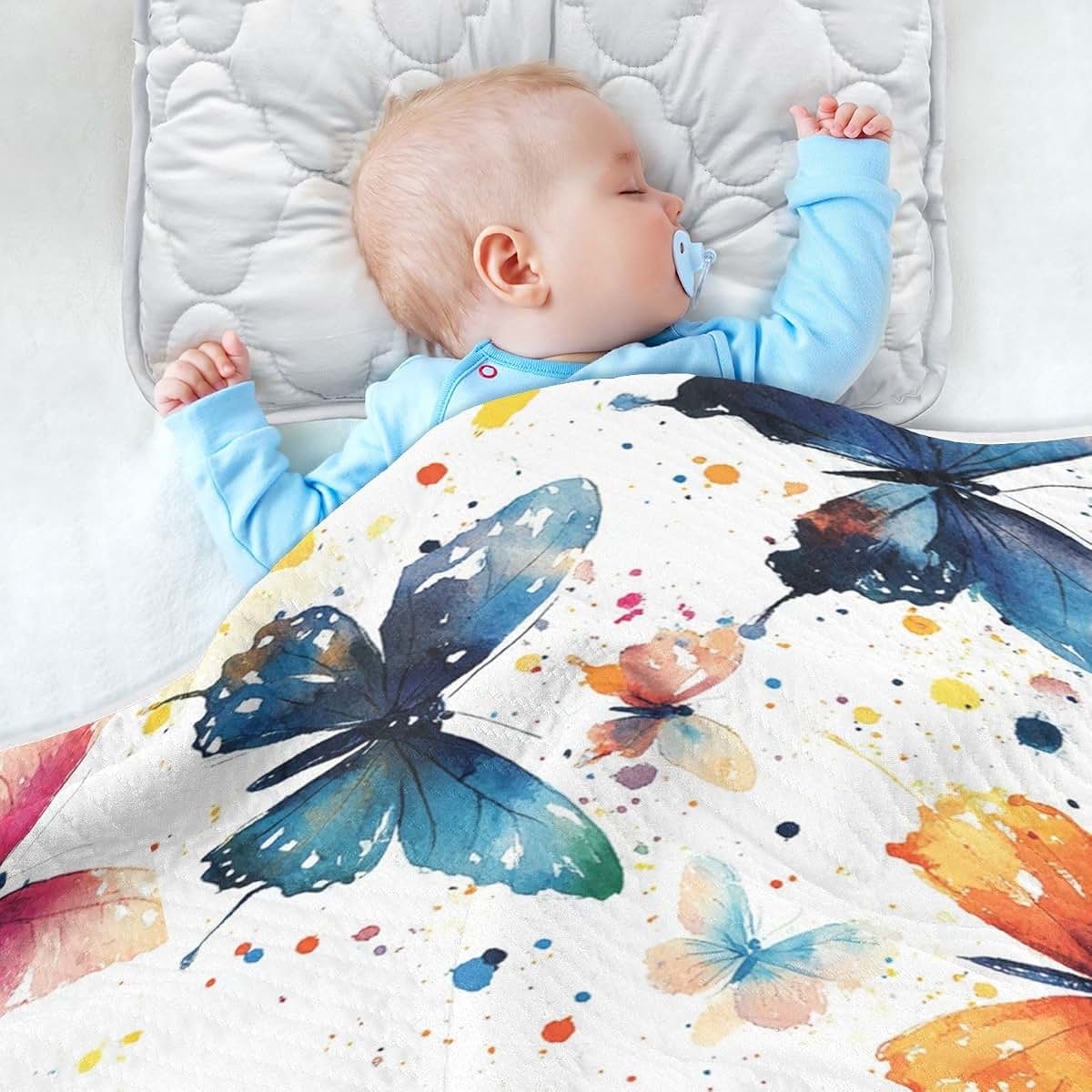 Pigsaly Butterflies Dragonflies Baby Blanket 30x40 Inches Cotton Polyester for Stroller Crib Travel