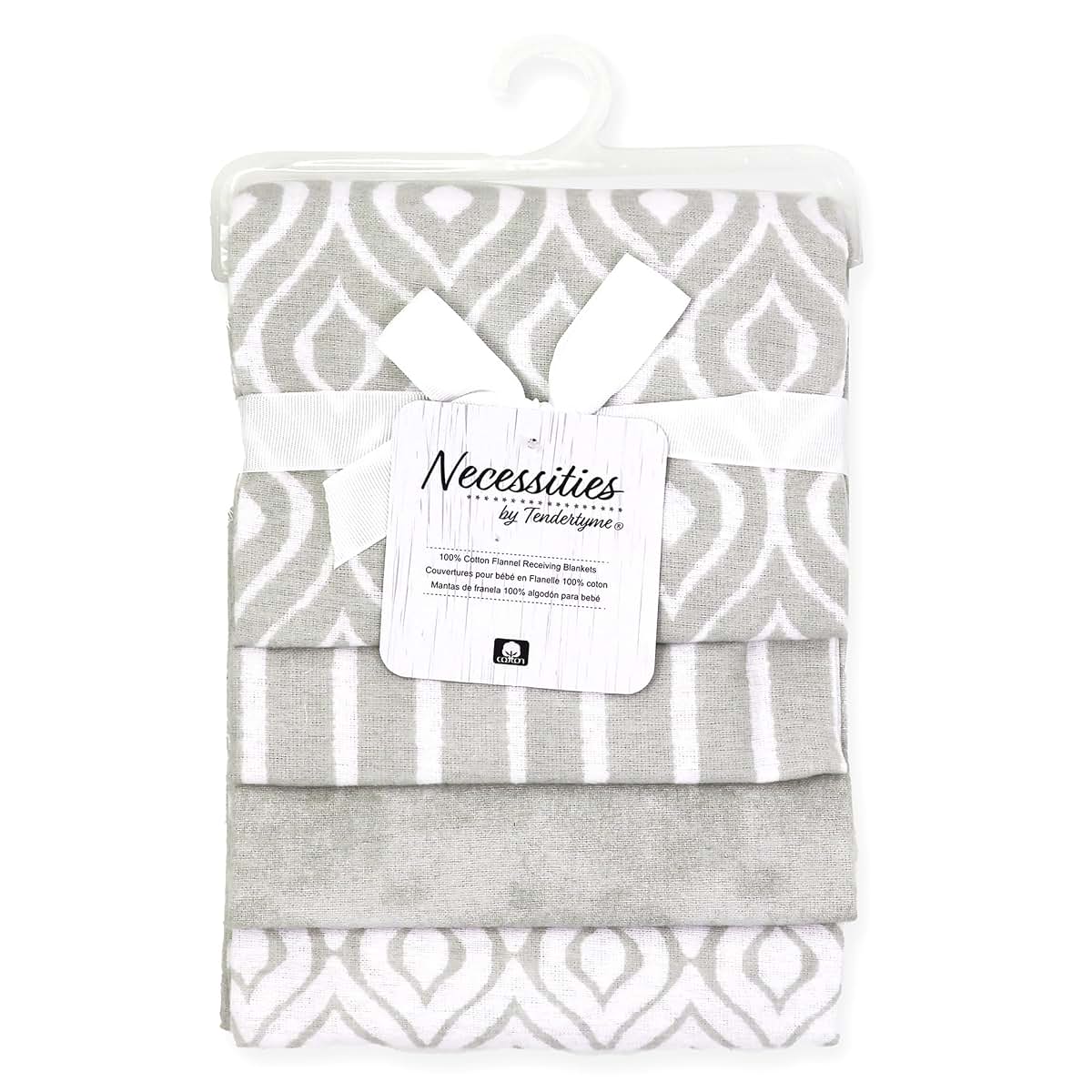 Necessities By Tendertyme Watercolor Receiving Blankets, Pack Of 4, Gray (photo 2)