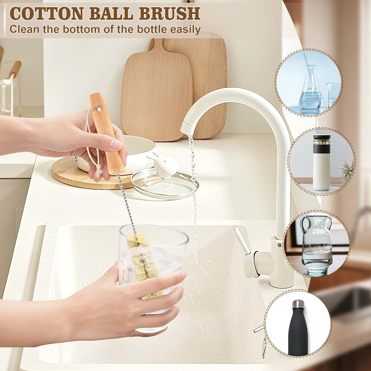 Valentise Bottle Brush Set 6 Pack Sisal Bristle Natural Cleaning Set