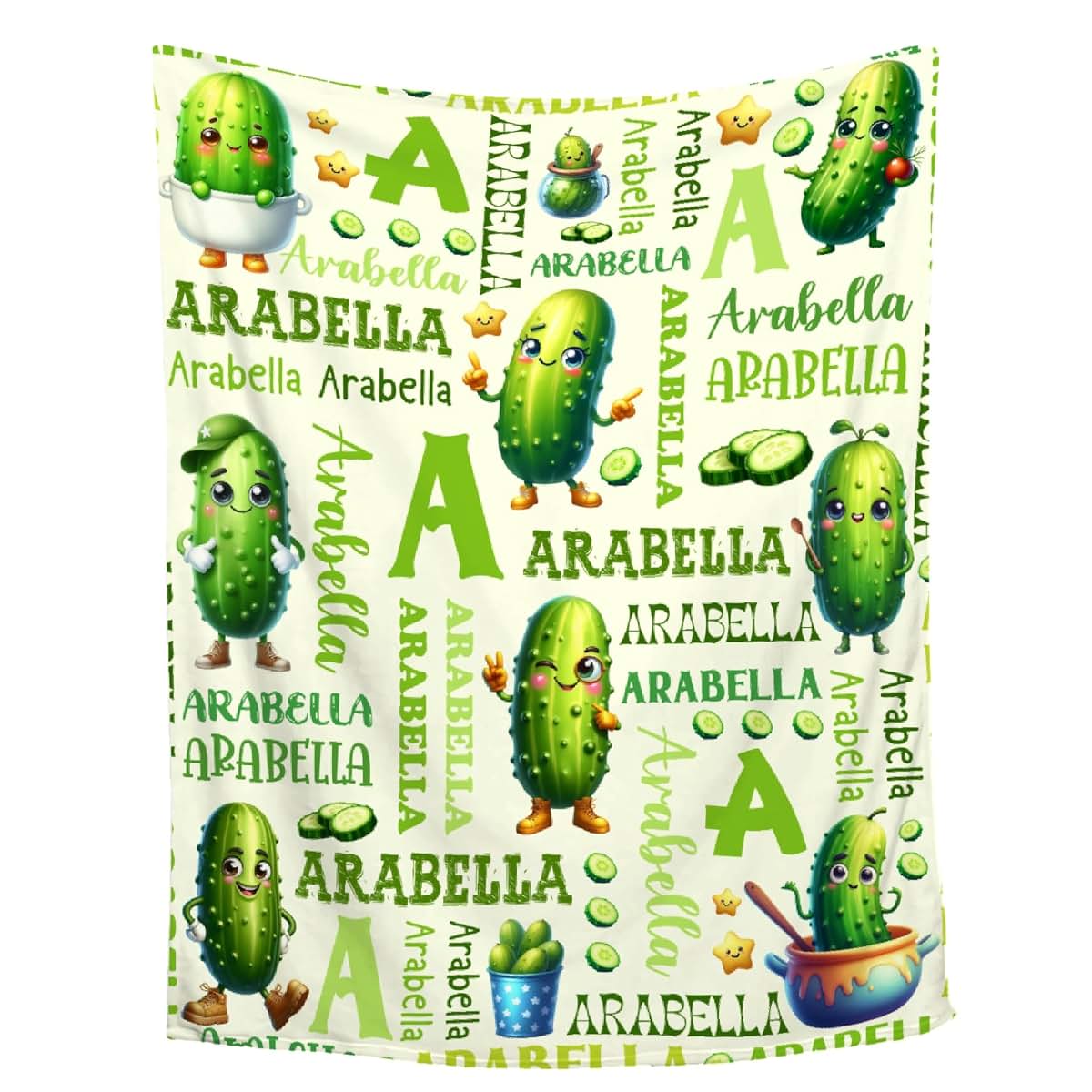 Thuswarm Personalized Blanket for Girls Boys Kids Pickles Custom Kids Blanket with Name Throw Birthday Gift for Girls