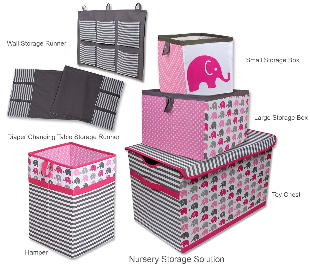 Bacati Collapsible Storage Hamper, Elephants, One Size 18 x 13 x 13 inches (photo 3)