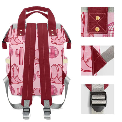 Joyestore Personalized Pink Cowboy Hats Boots Custom Mom Bag with Name,Dad and Mom Diaper Backpack Waterproof Baby (photo 4)