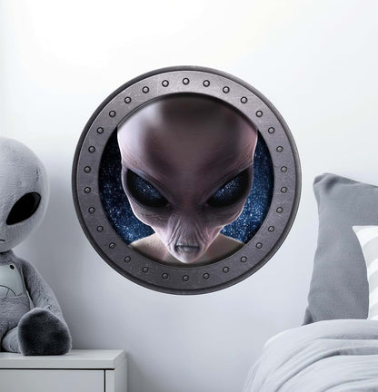 Stickit Graphix Grey Alien Wall Decal Space Porthole Window Sticker