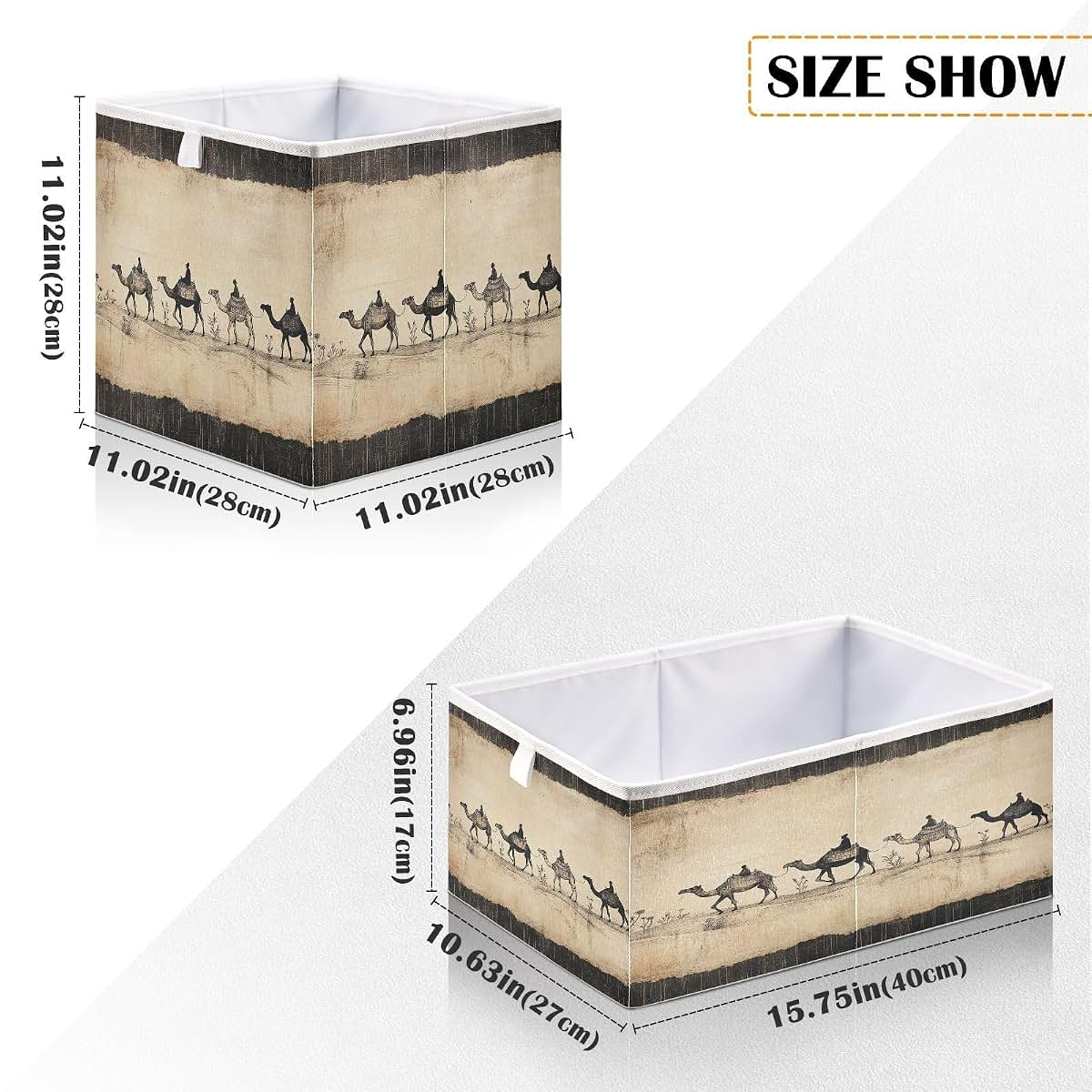 Fugidog Desert Camels Collapsible Fabric Storage Cube Bin