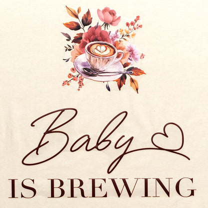 Upfrist Baby Is Brewing Wall Decal With Rose Gold Floral Accents