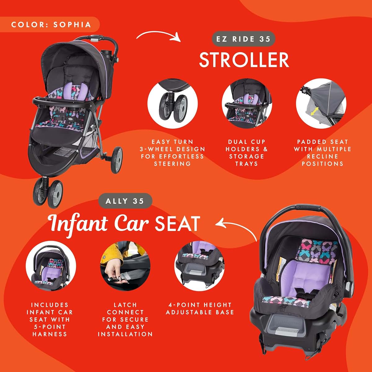 Baby Trend EZ Ride 35 Travel System Stroller and Infant Car Seat