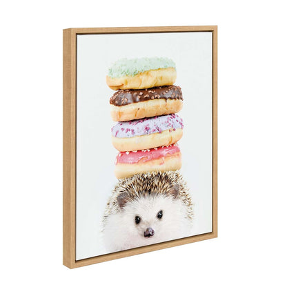 Hedgehog Donuts Framed Canvas Art for Nursery or Living Room