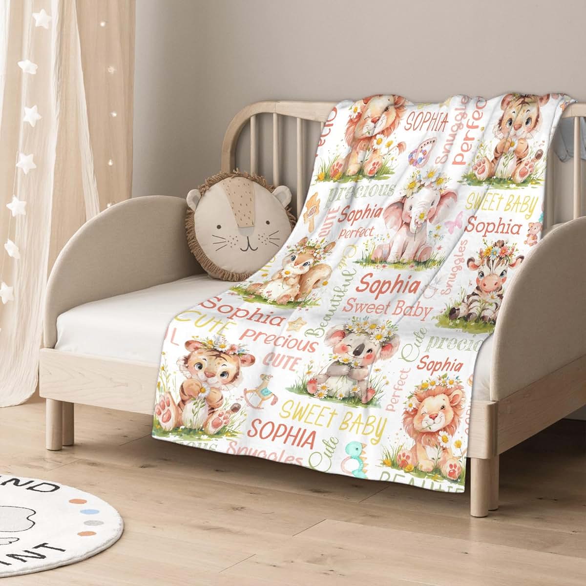 Thuswarm Personalized Blanket for Girls Boys Kids Animal Koala Custom Kids Blanket with Name Throw Birthday Gift for (photo 2)