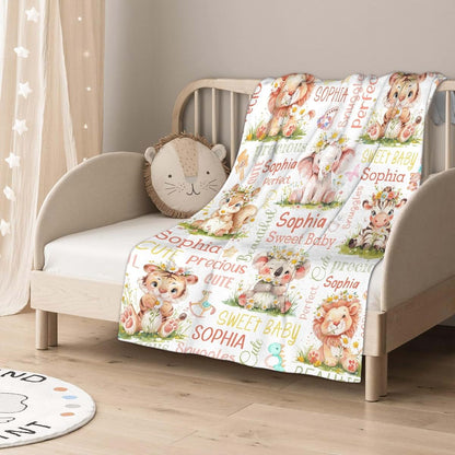 Thuswarm Personalized Blanket for Girls Boys Kids Animal Koala Custom Kids Blanket with Name Throw Birthday Gift for (photo 2)