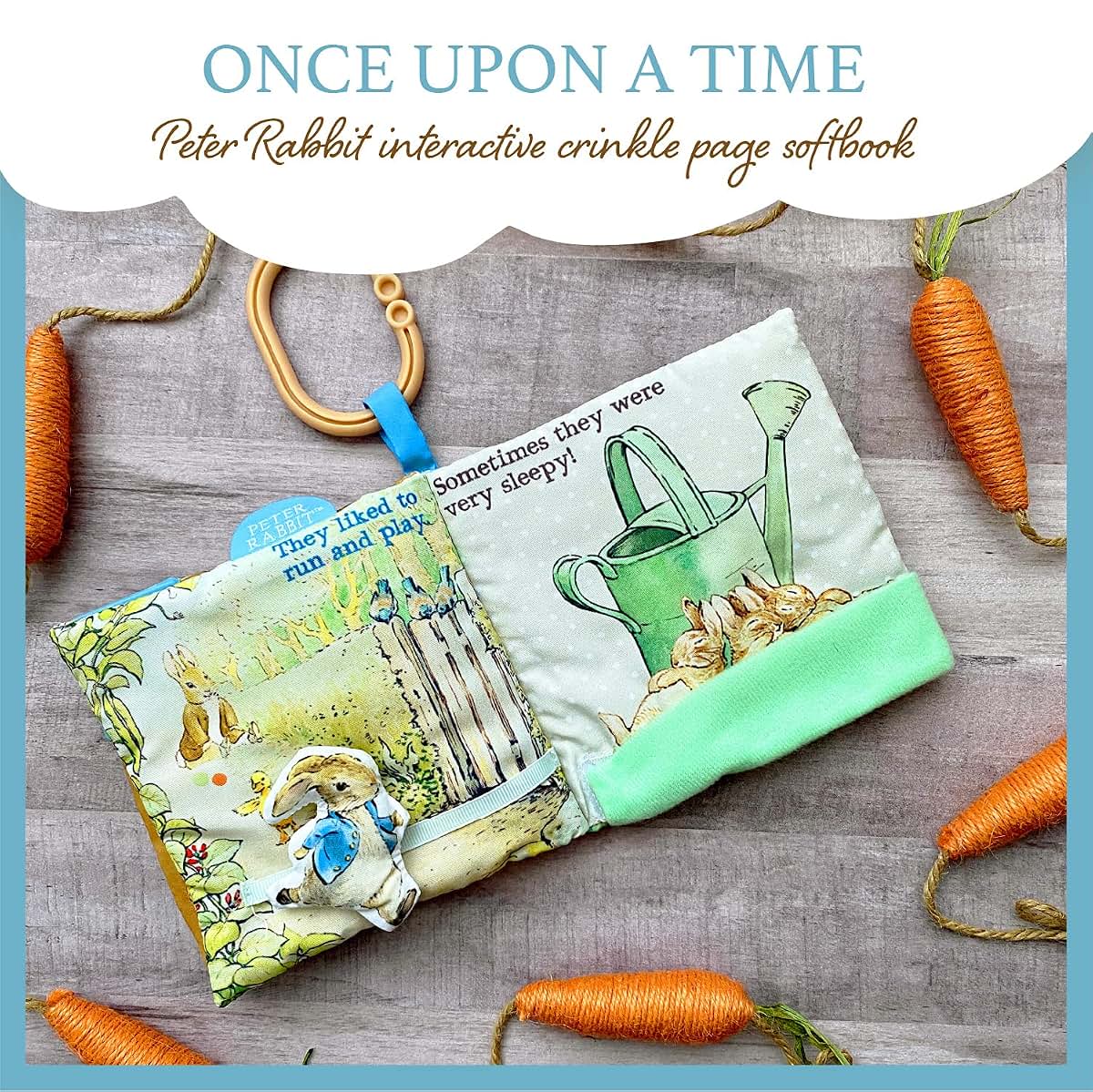 KIDS PREFERRED Peter Rabbit Soft Book with toy, Teether and Crinkle, 5 Inches (photo 2)