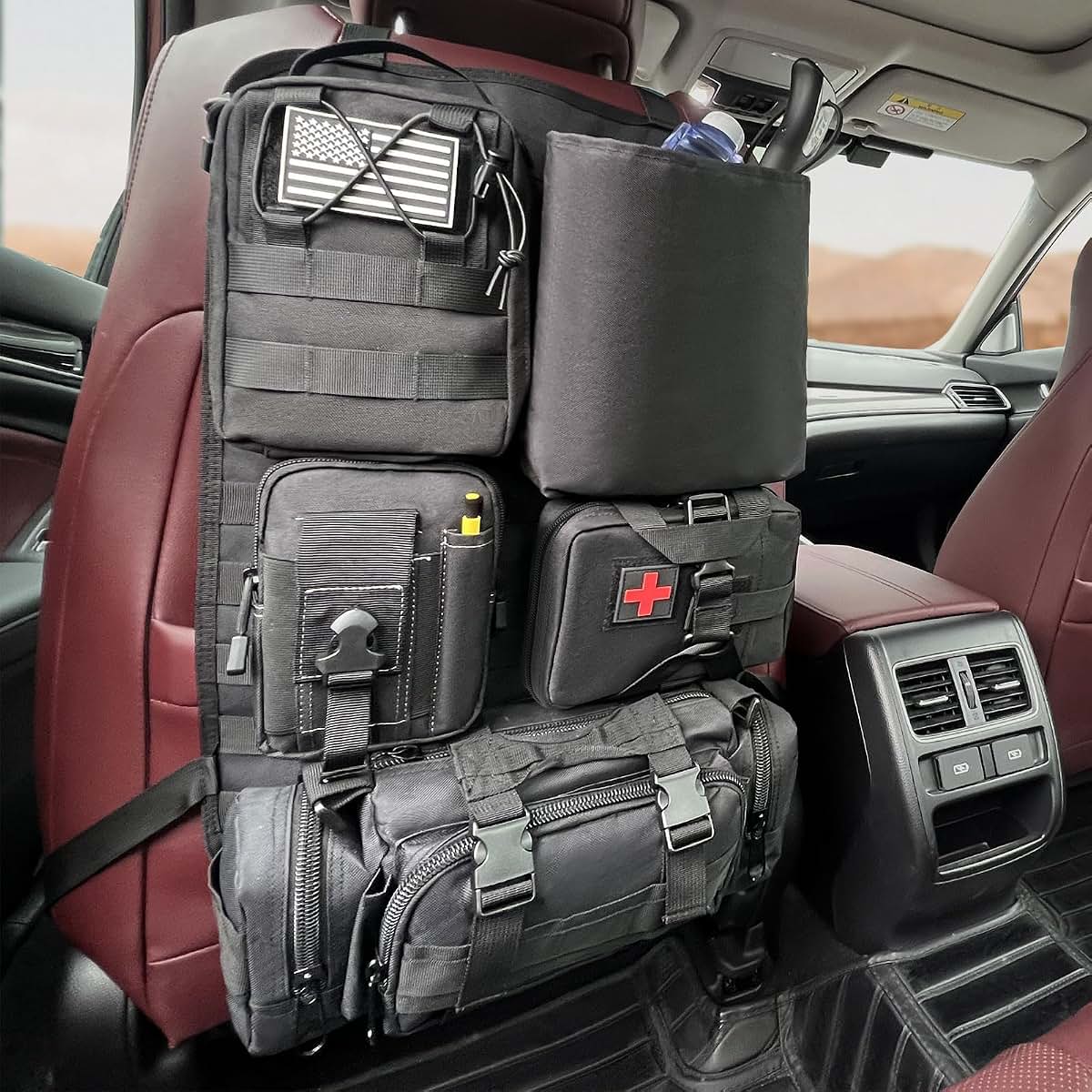 Tactical Seat Back Organizer with Molle Pouches for Vehicles