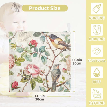 SDMAK Vintage Parisian Baby Washcloths, 3 Pack Cotton Muslin