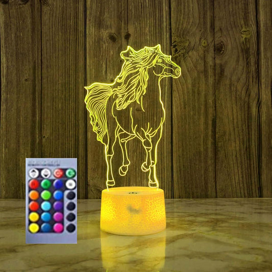 Jinnwell 3D Horse led Night Light Lamp Illusion Night Light 16 Color Changing Table Desk Decoration Gift Acrylic Flat