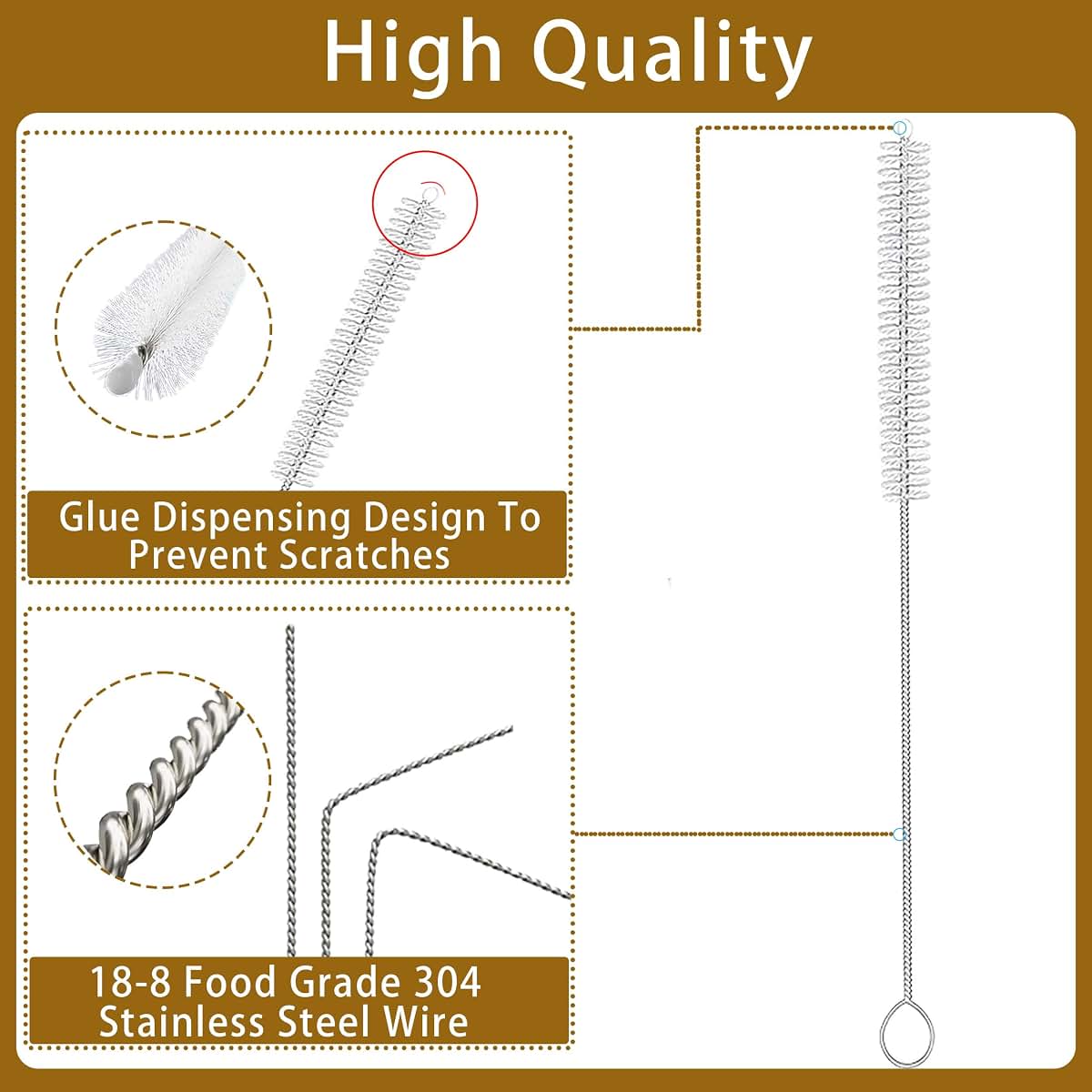CIDYAUST 12-Inch Straw Cleaner Brush Set, 10-Pack for Reusable Straws, Baby Bottles, Sippy Cups & Coffee Machines