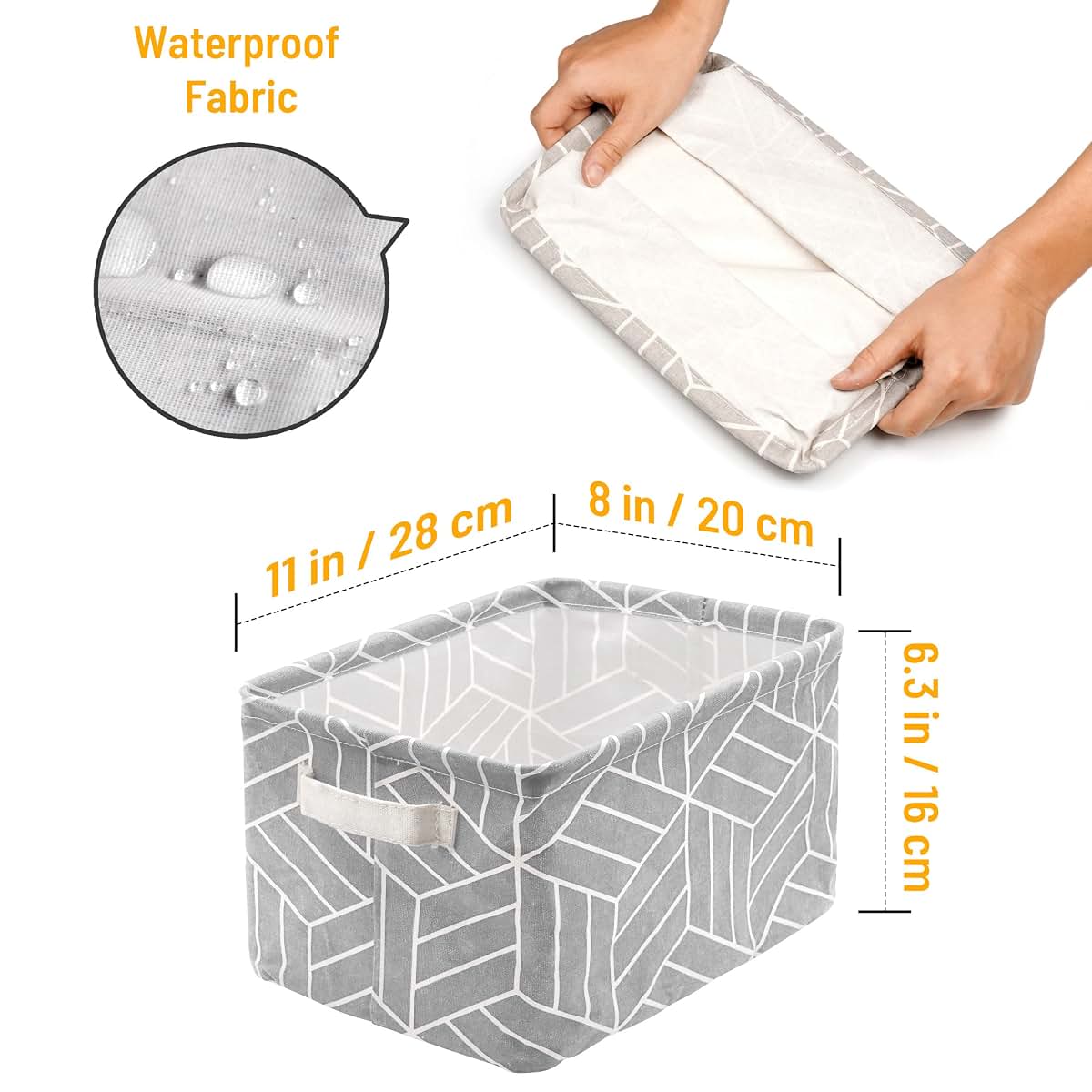 CROWNED 6 Pcs Storage Basket Foldable Cube Fabric Bins Square Mini Box Receive Organizer Rectangle Canvas with Handles (photo 2)