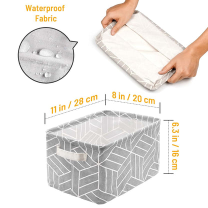CROWNED 6 Pcs Storage Basket Foldable Cube Fabric Bins Square Mini Box Receive Organizer Rectangle Canvas with Handles (photo 2)