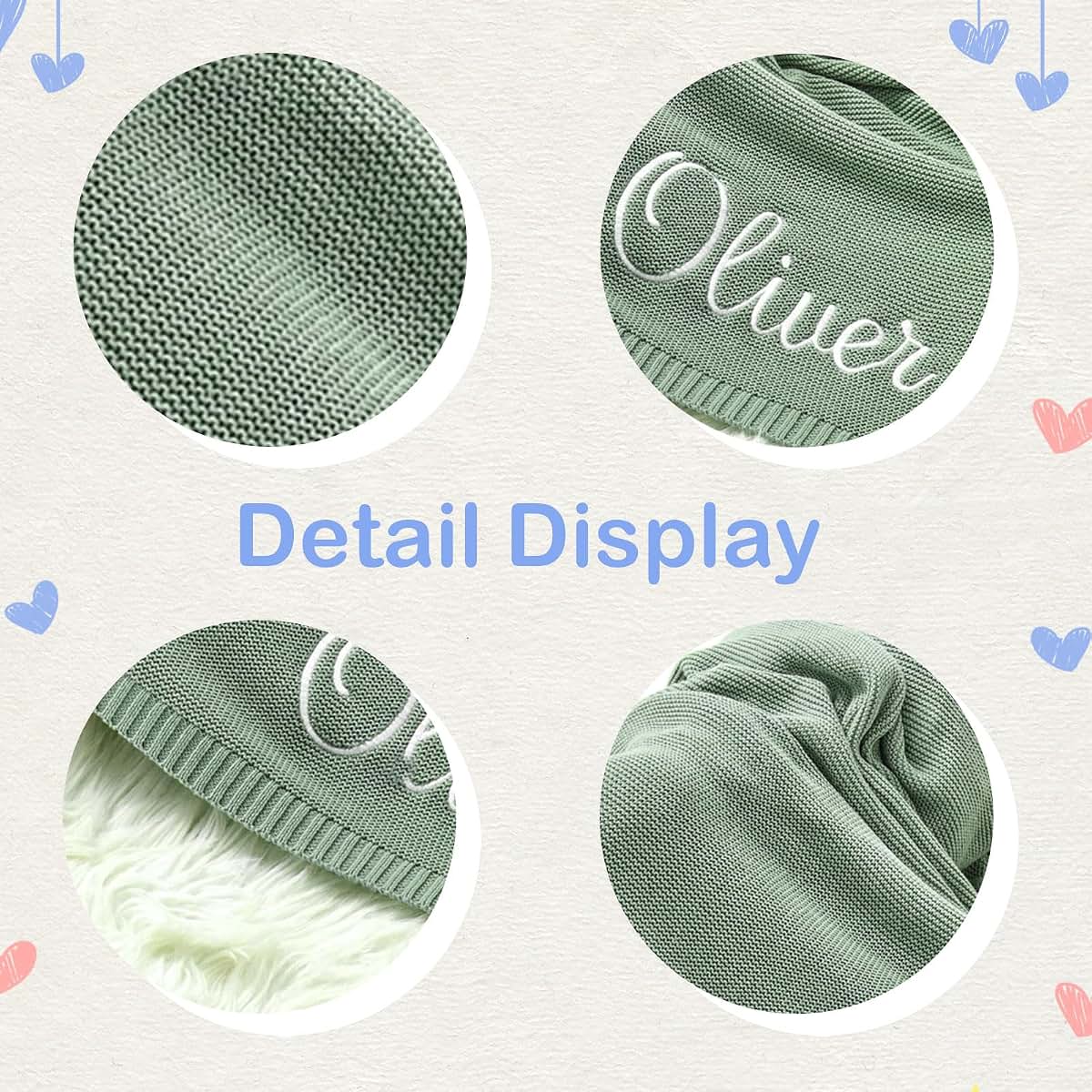 FENGHUO Personalized Baby Blanket with Custom Name Embroidery (photo 4)
