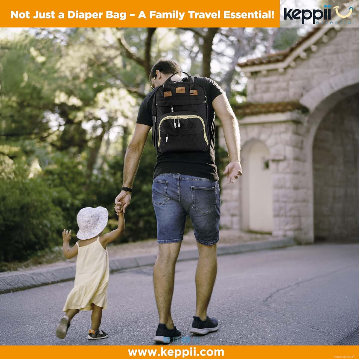 keppii essential™ 3-in-1 Diaper Backpack – Waterproof, USB Port, 16 Pockets & Changing Station | CPC Certified (Black) (photo 3)