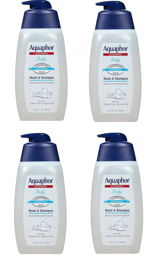 Aquaphor Baby Wash and Shampoo 2-In-1 16.9 Fl. Oz. Pump 4 Pack