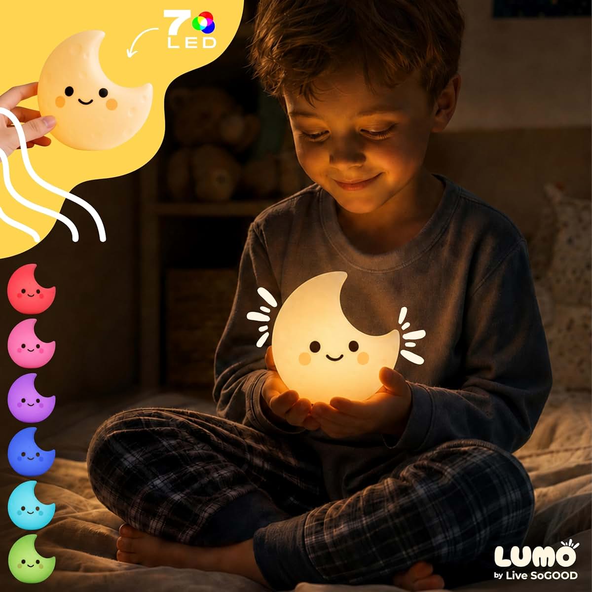 Live SoGOOD Luna Baby Night Light, Silicone Color Changing Touch Lamp (photo 2)