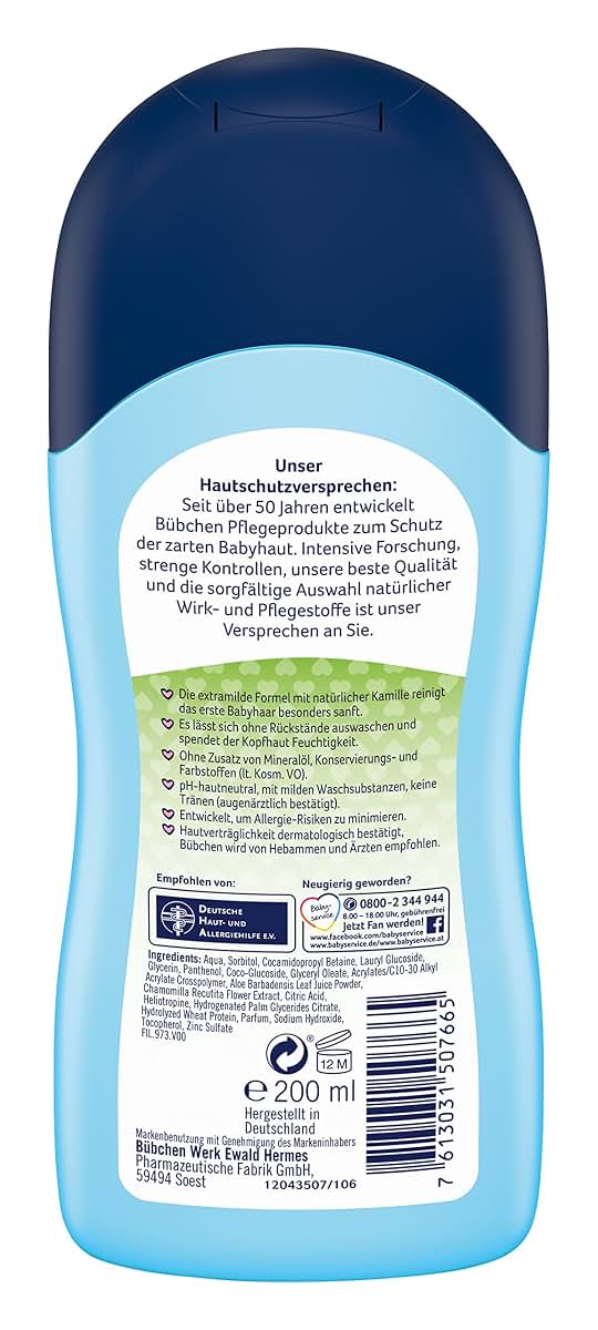 Bübchen Buebchen Baby Shampoo with wheat protein and camomile 200 ML (photo 2)