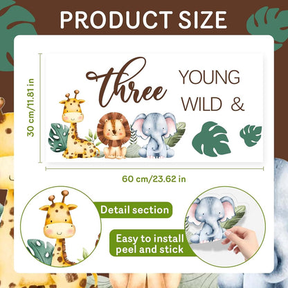Four Ever Sweet Young Wild & Three Decal Sign Jungle Animal Theme