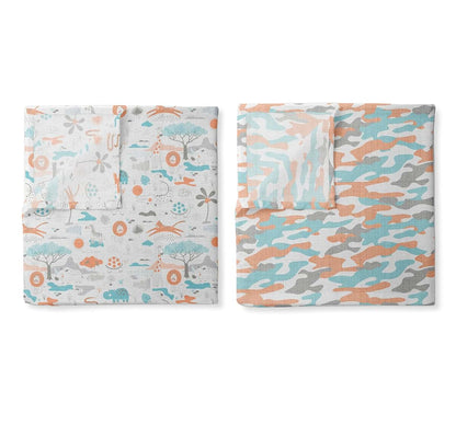 Bacati - 2 Pack Jungle Safari Baby Blankets Boys Swaddle Wrap Soft Breathable Cotton Muslin Swaddle Blankets Receiving (photo 3)