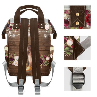 Joyestore Personalized Floral Light Cowboy Boot Flower Custom Mom Bag with Name,Dad and Mom Diaper Backpack Waterproof (photo 4)