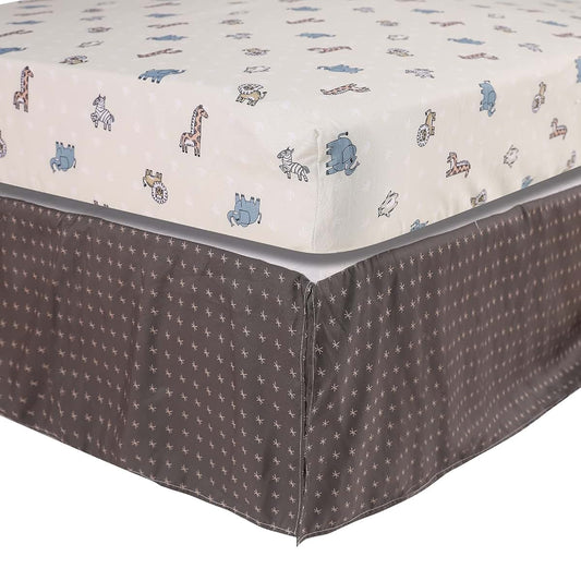 CribMATE Nursery Crib Bed Skirt Dust Ruffle for Baby Girl Baby Boy 28 x 52 Inches 14'' Drops (Brown)