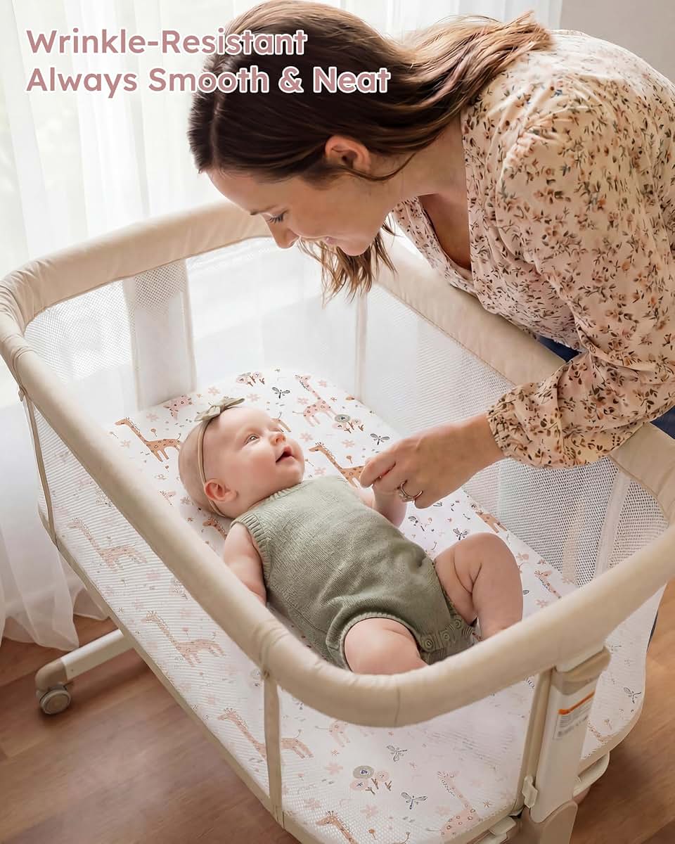 Filleep Fitted Bassinet Sheet Set - Universal Fit for Moses Basket