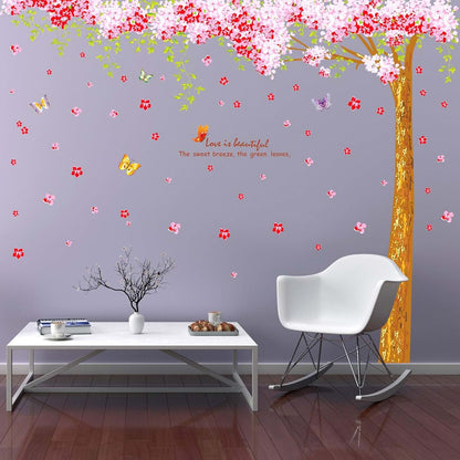 Amaonm Cherry Blossom Tree Wall Decal with Butterflies, Removable PVC Stickers, 12 Sheets