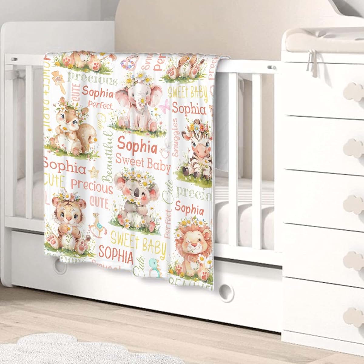 Thuswarm Personalized Blanket for Girls Boys Kids Animal Koala Custom Kids Blanket with Name Throw Birthday Gift for (photo 3)