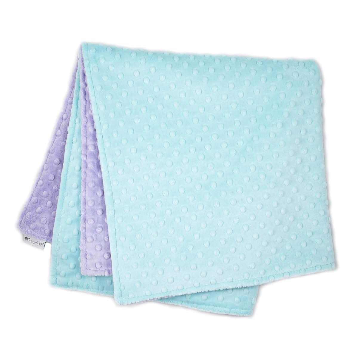 Meg Original Lavender & Aqua Minky Dot Baby Blanket (photo 3)