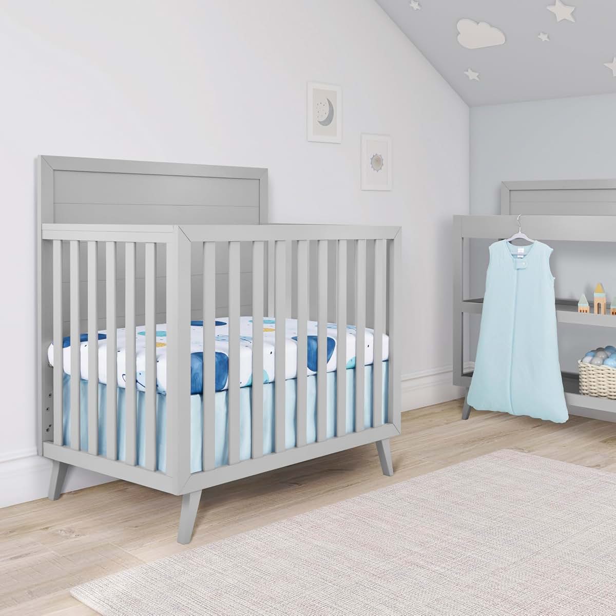 Evolur Arctic Blue & Space Print 3 Piece Mini Crib Bedding Set (photo 2)