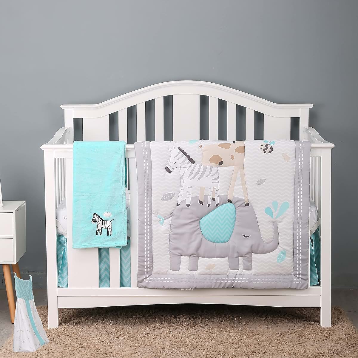 CribMATE 5-Piece Animal Theme Nursery Crib Bedding Set