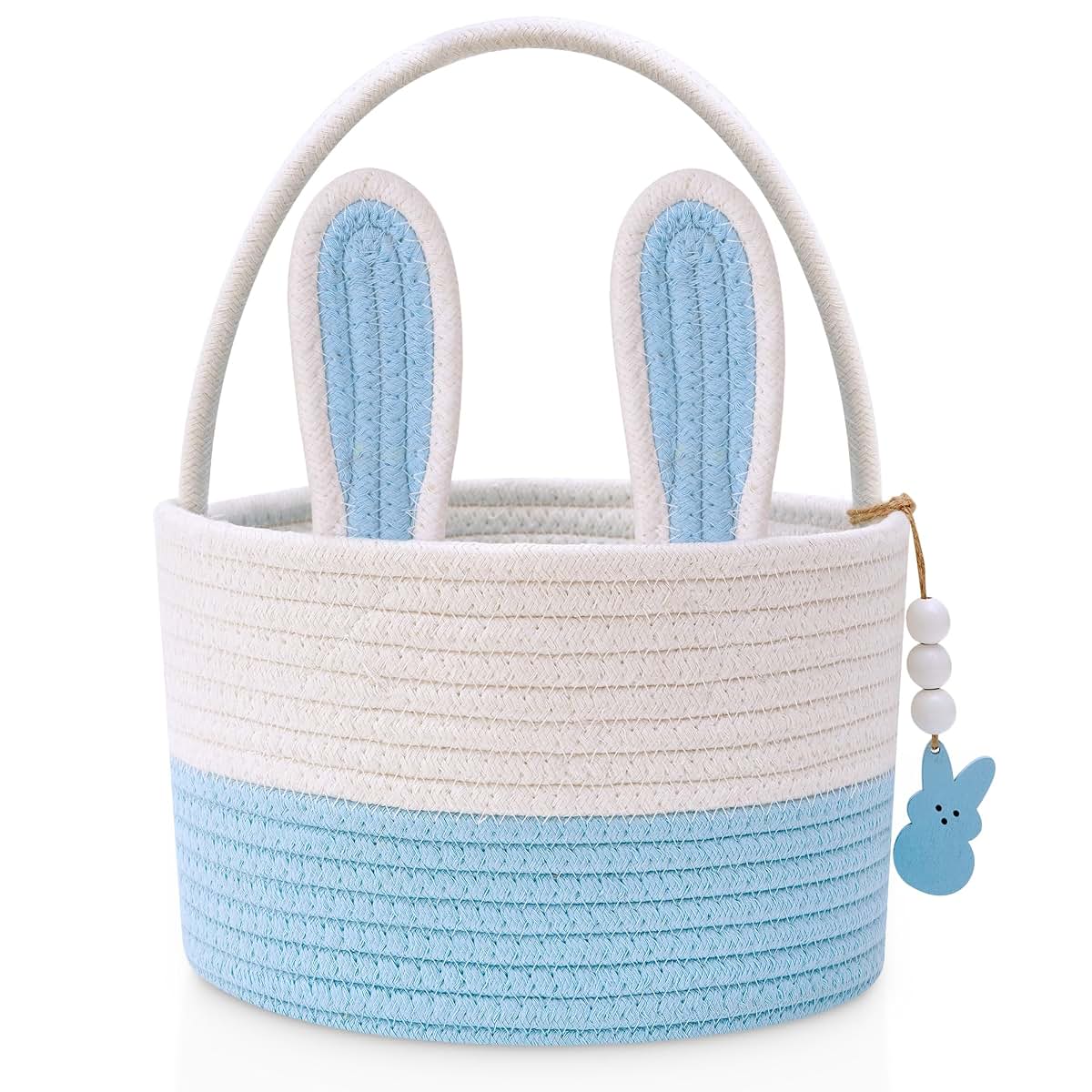 Woven Cotton Rope Bunny Easter Basket for Boys and Girls