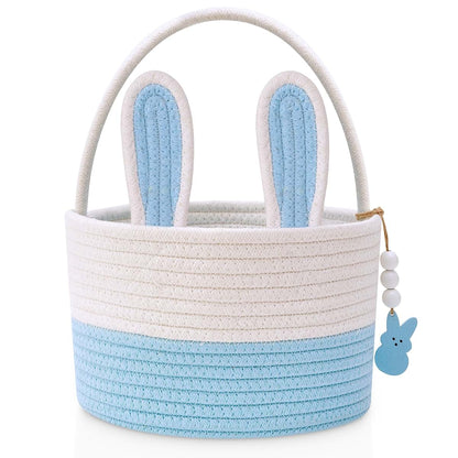 Woven Cotton Rope Bunny Easter Basket for Boys and Girls