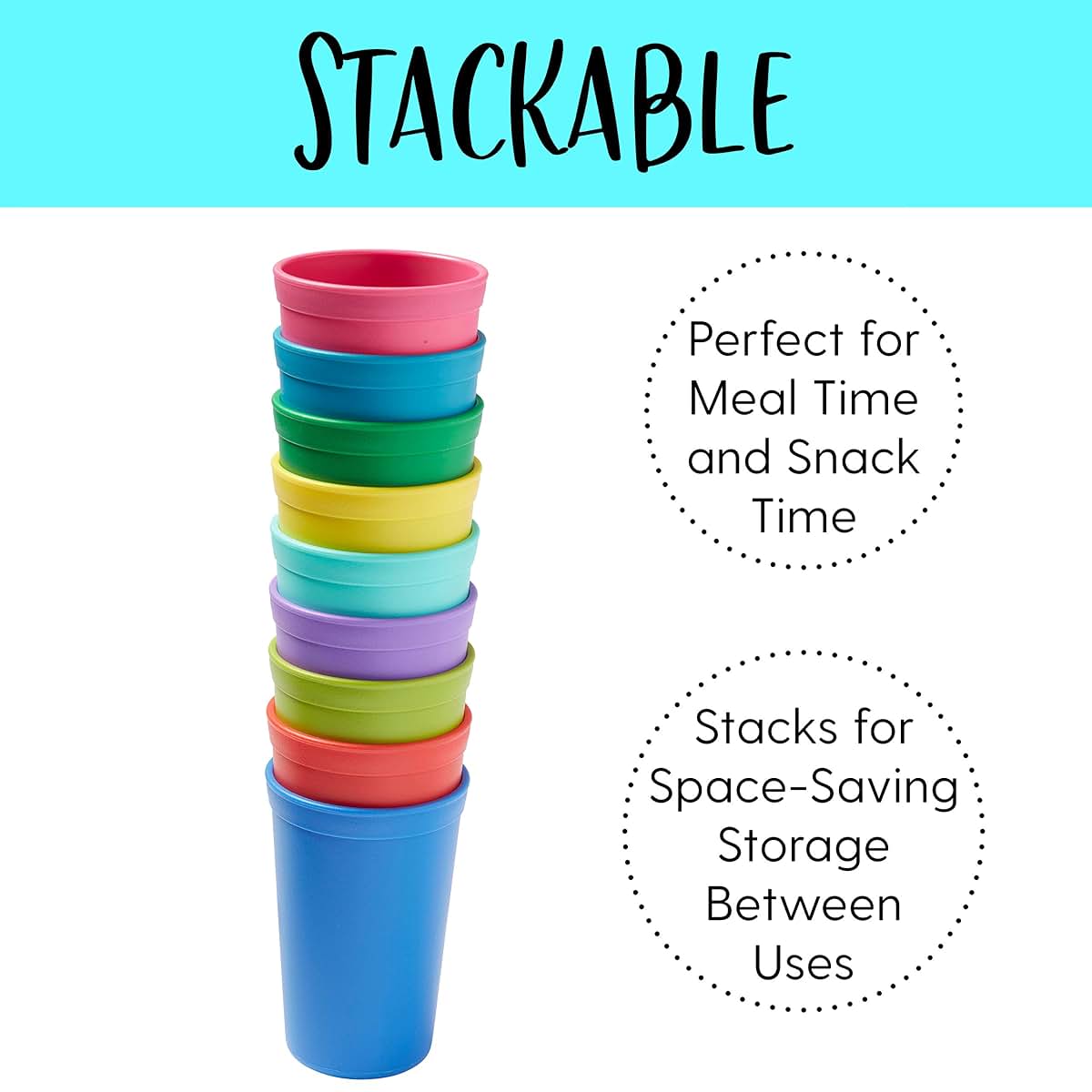 ECR4Kids My First Meal Pal Drinking Cups, Kids Plastic Tableware, Stackable And Dishwasher Safe, Stackable Tumblers For (photo 4)
