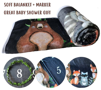 Popfavors Woodland Baby Monthly Milestone Fleece Blanket with Marker (photo 3)