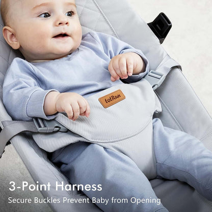 TotRun Baby Bouncer Chair, Light Grey, Adjustable Recline, Machine-Washable