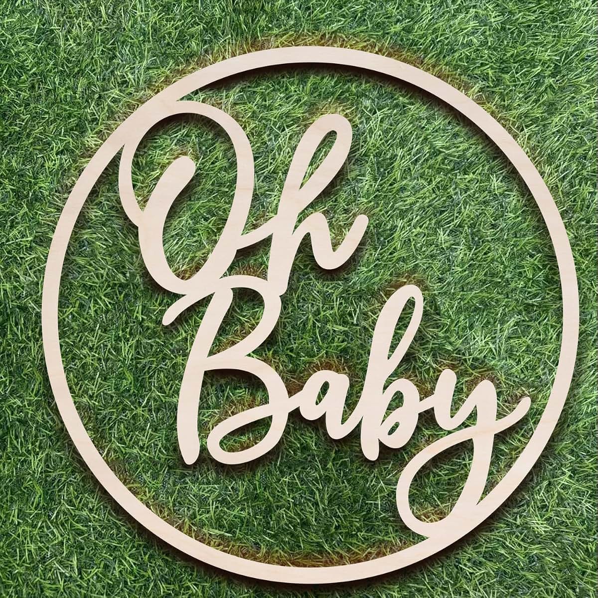 Qualiassu Oh Baby Wood Sign for Baby Shower Decoration, White