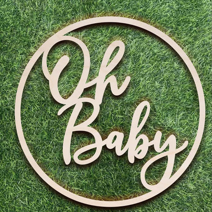 Qualiassu Oh Baby Wood Sign for Baby Shower Decoration, White