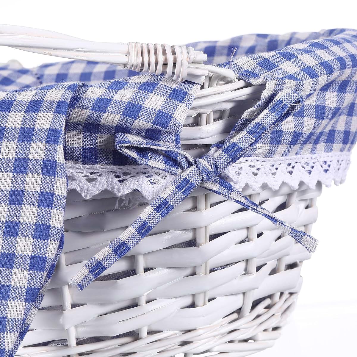 Willow Woven Bunny Basket with Plaid Liners