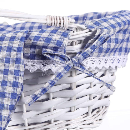 Willow Woven Bunny Basket with Plaid Liners